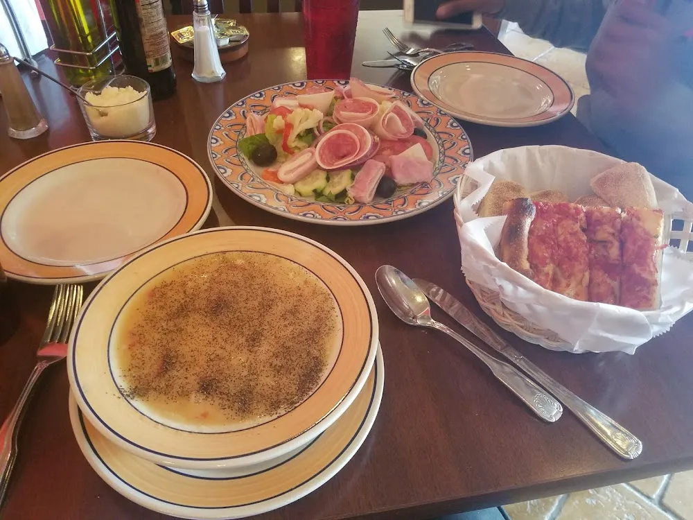 Cold Antipasta Salad and Tortellini Soup with There Fantastic Pizza Bread